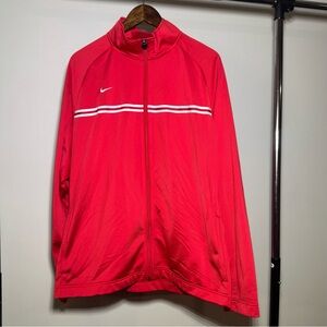 Nike Men's Red Track Jacket with Embroidered Logo on Back Size XL Sportswear Y2K